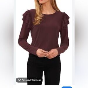 Joe’s Jeans Ruffle Sleeve Top in Vineyard Wine NWT Small